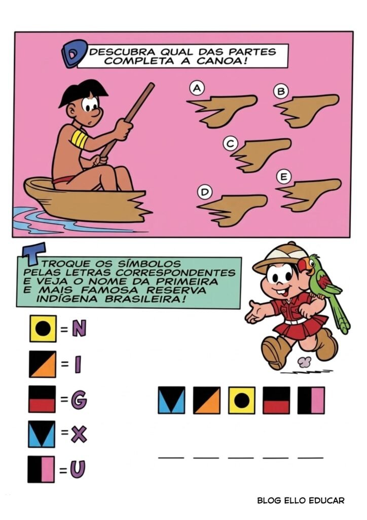 Passatempo Turma da Mônica povos Indígenas