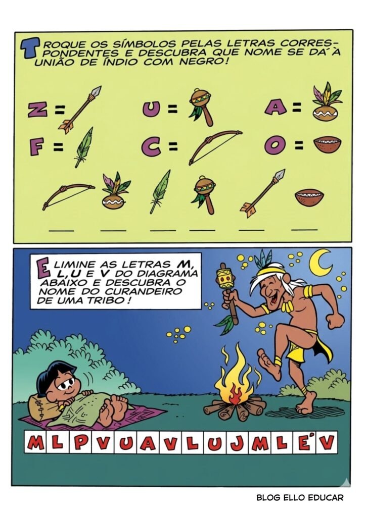 Passatempo Turma da Mônica povos Indígenas