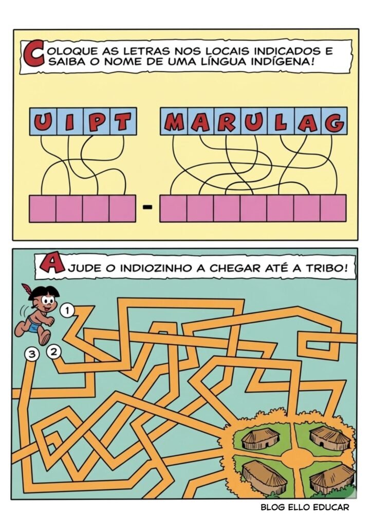 Passatempo Turma da Mônica povos Indígenas
