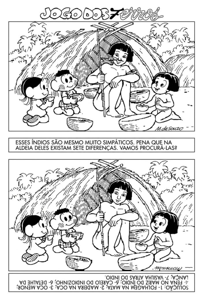 Passatempo Turma da Mônica povos Indígenas para imprimir