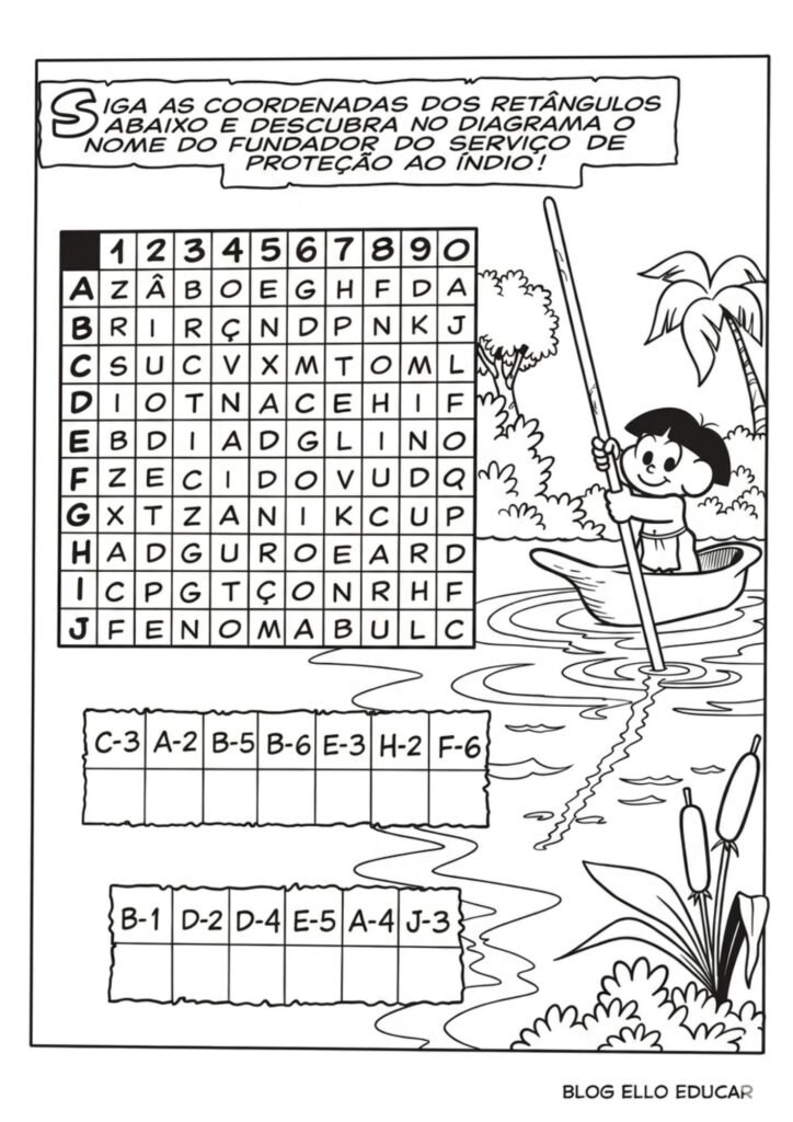 Passatempo Turma da Mônica povos Indígenas para imprimir