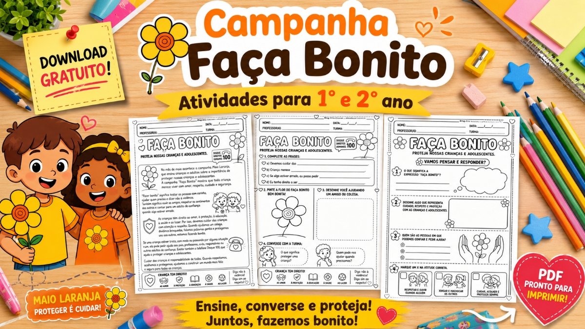 Atividade Faça Bonito para imprimir: material em PDF para 1° e 2° ano
