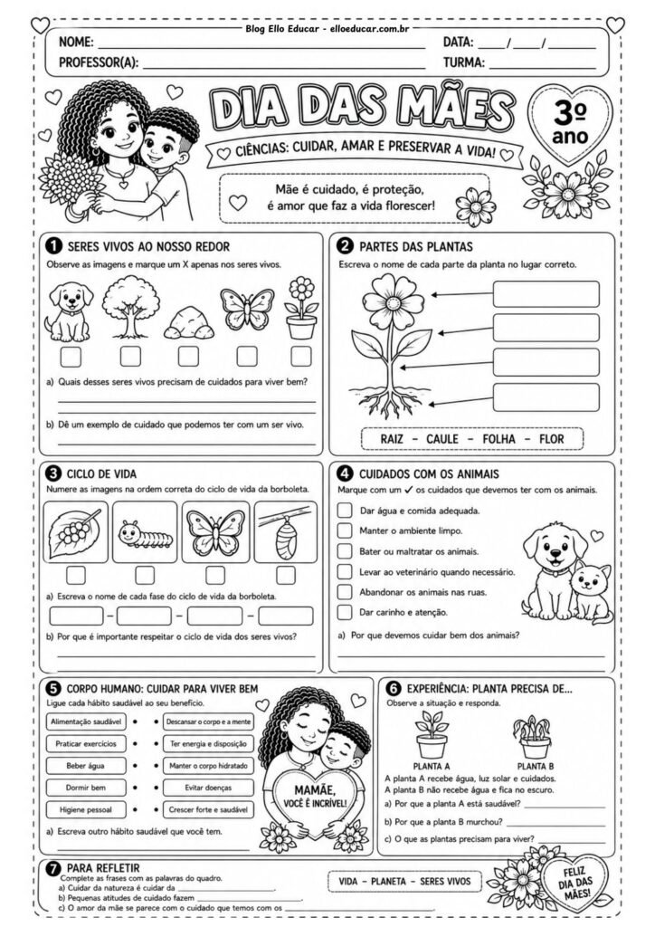 Atividades Dia das Mães 3° ano