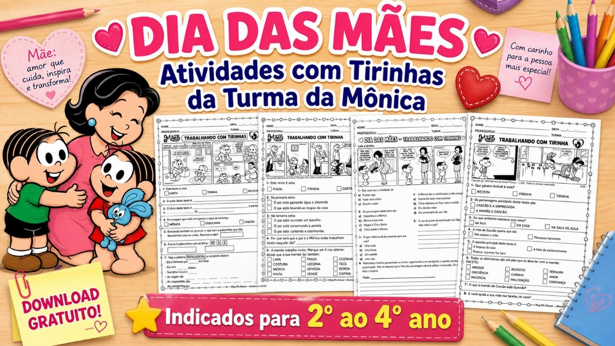 Atividades Dia das Mães com tirinhas: leitura e interpretação