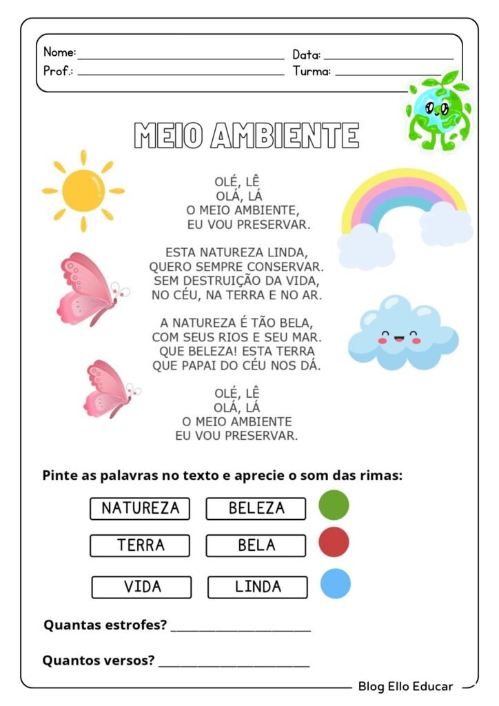 Atividades para Semana do Meio Ambiente para 2º Ano