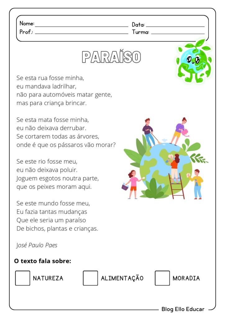 Atividades para Semana do Meio Ambiente para 2º Ano