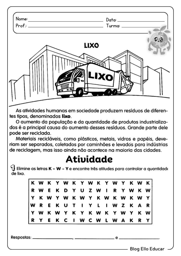 Atividades para Semana do Meio Ambiente para 3° ano