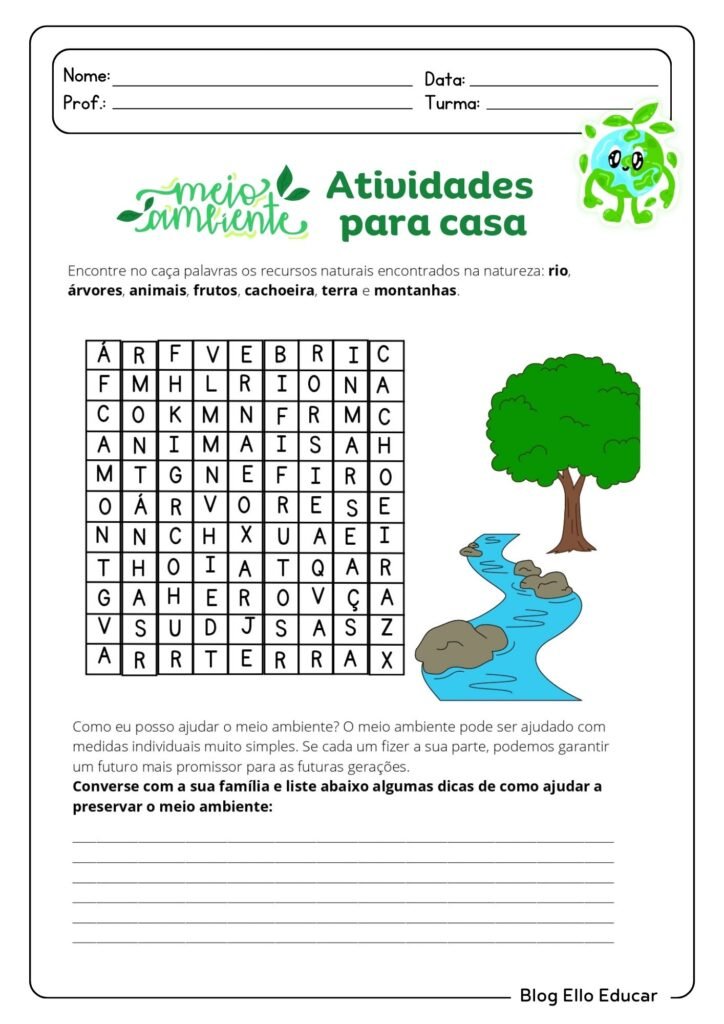 Atividades para Semana do Meio Ambiente para 3° ano