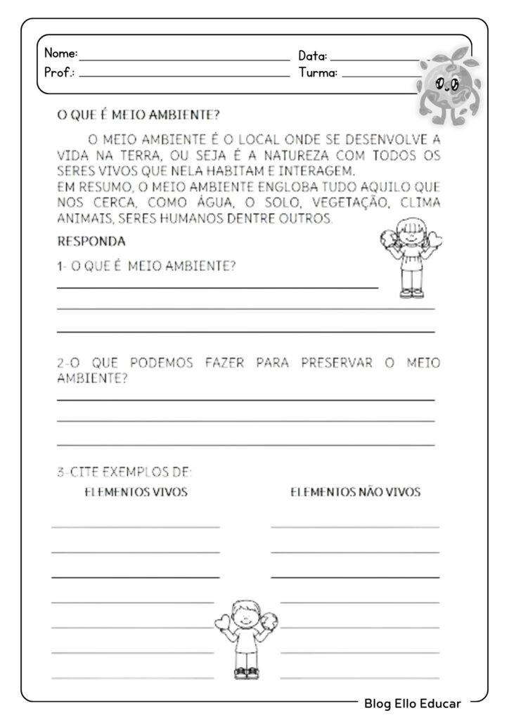 Atividades para Semana do Meio Ambiente para 3° ano