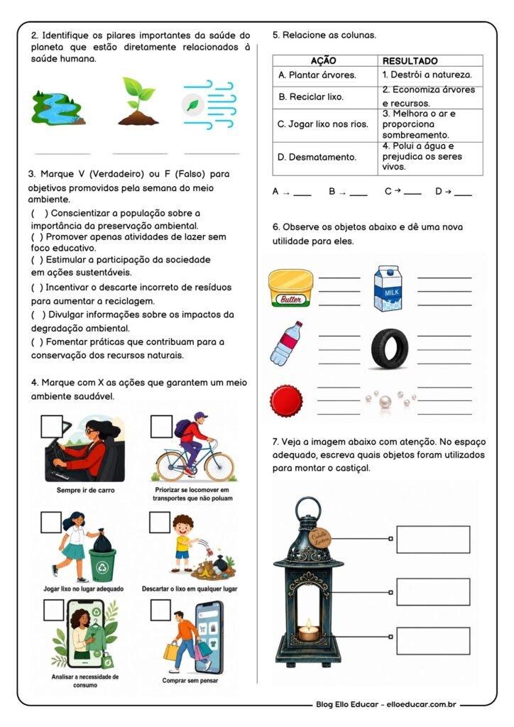 Atividades para Semana do Meio Ambiente para Fundamental II