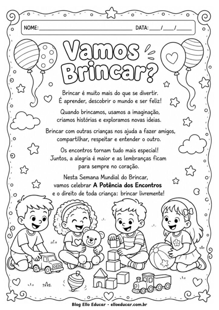Atividades para a Semana do Brincar