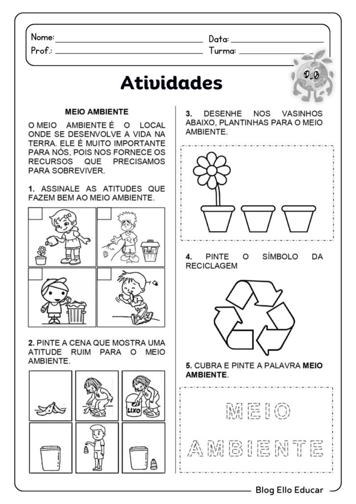 Atividades para a Semana do Meio Ambiente para 1º ano