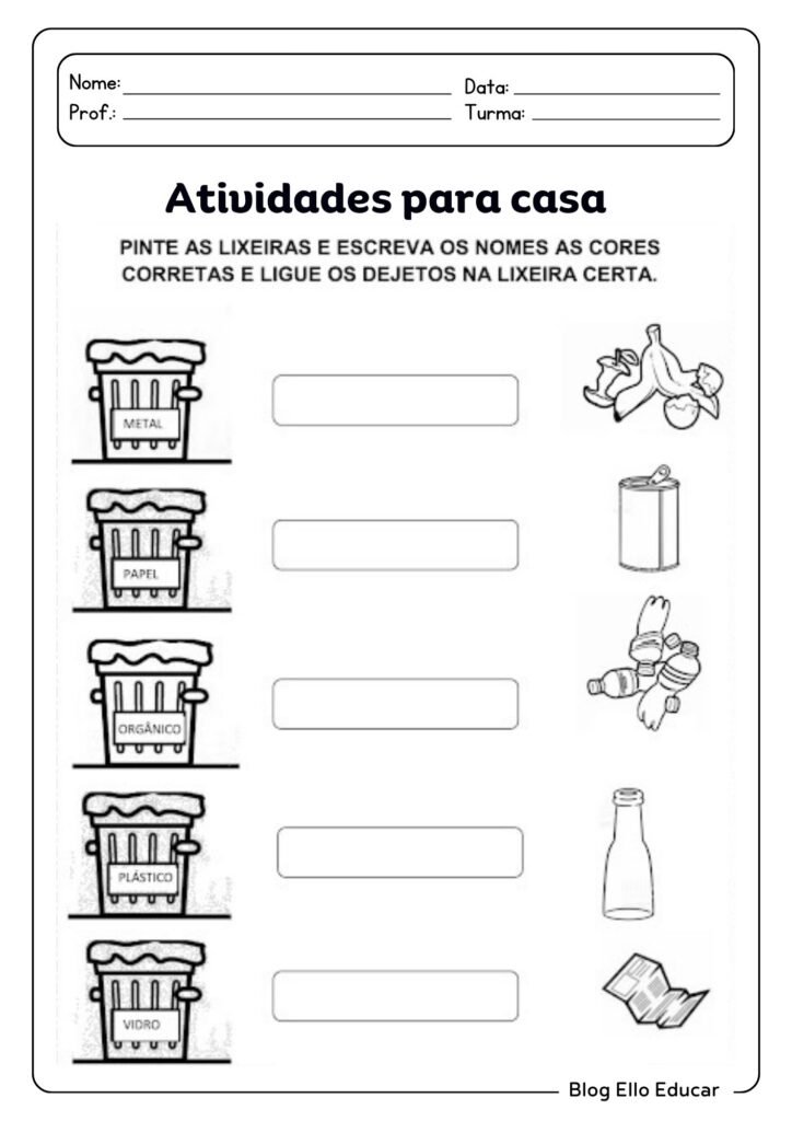 Atividades para a Semana do Meio Ambiente para 1º ano
