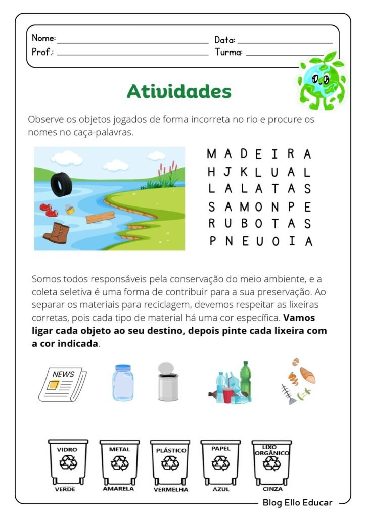 Atividades para a Semana do Meio Ambiente para 1º ano