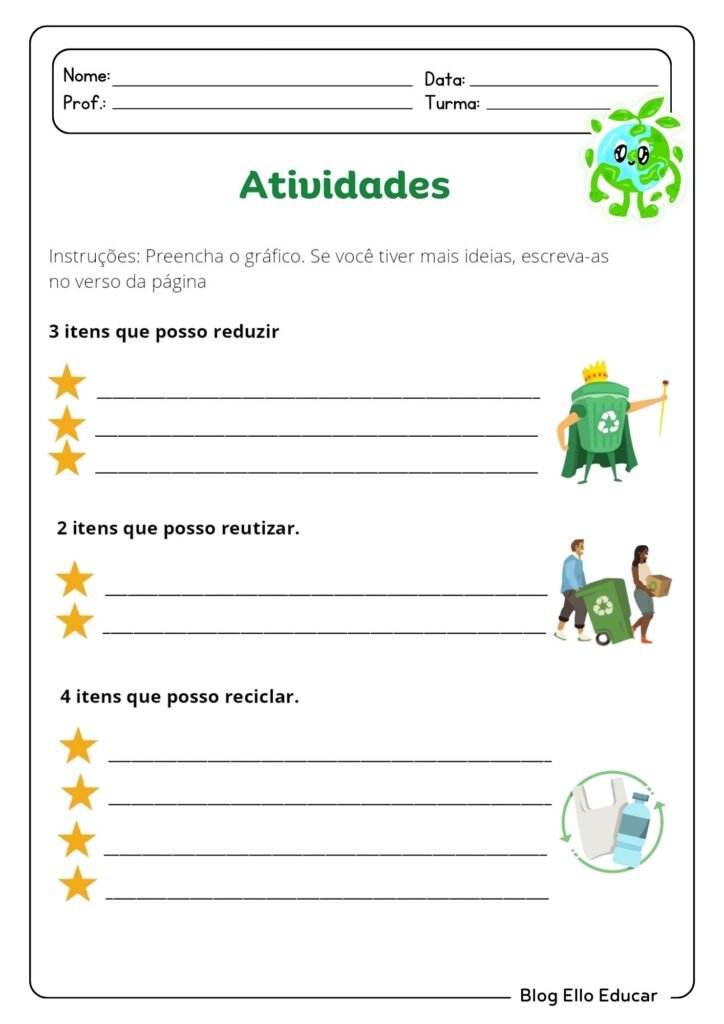 Atividades para a Semana do Meio Ambiente para 1º ano