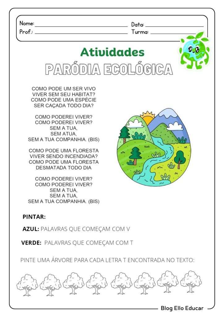 Atividades para a Semana do Meio Ambiente para 1º ano