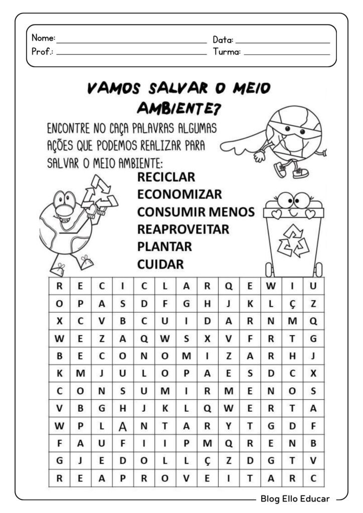 Atividades para a Semana do Meio Ambiente para 1º ano