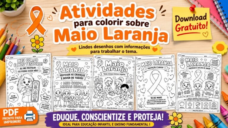 Atividades para colorir sobre Maio Laranja.