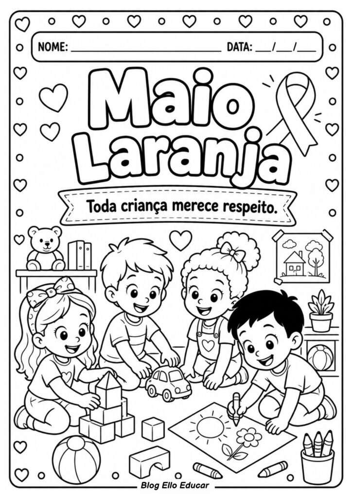 Atividades para colorir sobre o Maio Laranja
