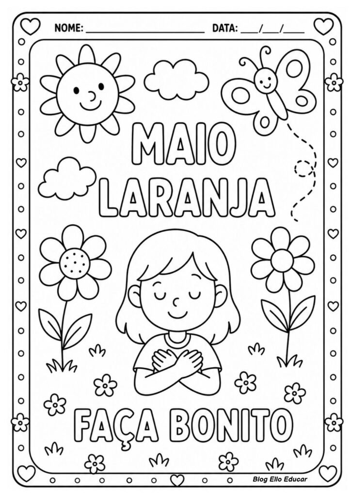 Atividades para colorir sobre o Maio Laranja