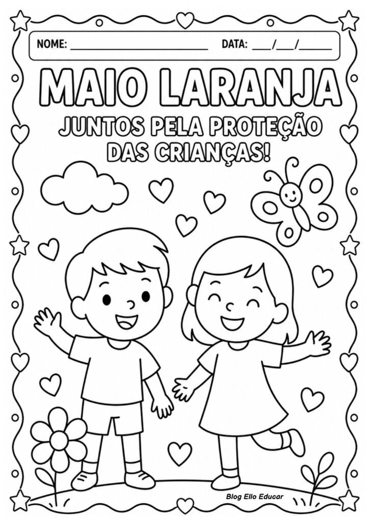 Atividades para colorir sobre o Maio Laranja