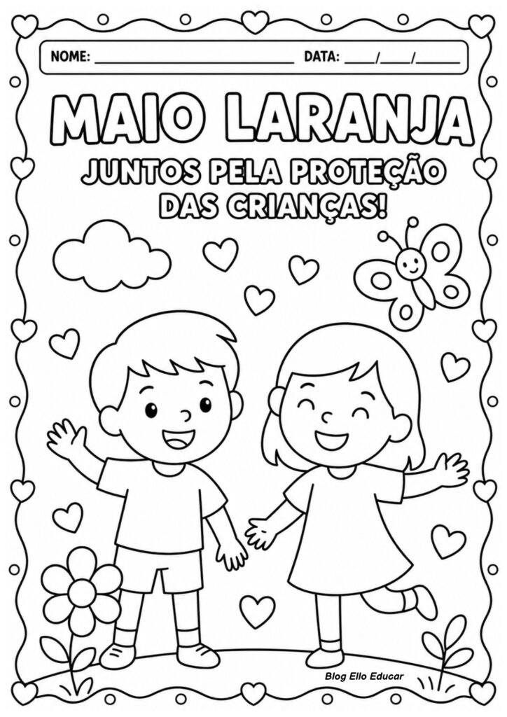 Atividades para colorir sobre o Maio Laranja