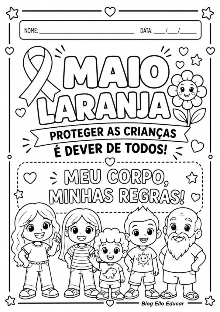 Atividades para colorir sobre o Maio Laranja
