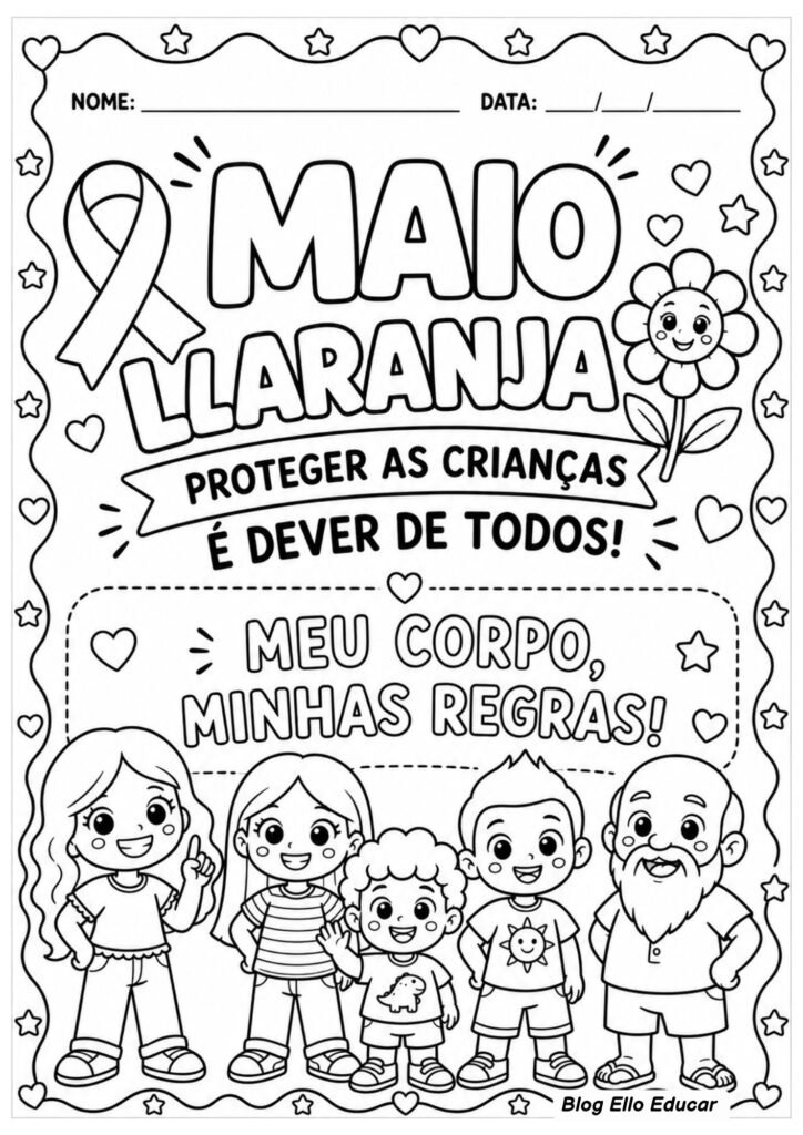 Atividades para colorir sobre o Maio Laranja