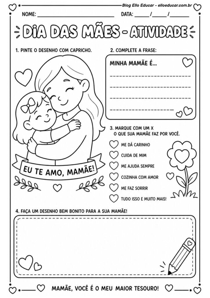 Atividades sobre Dia das Mães para 1° ano