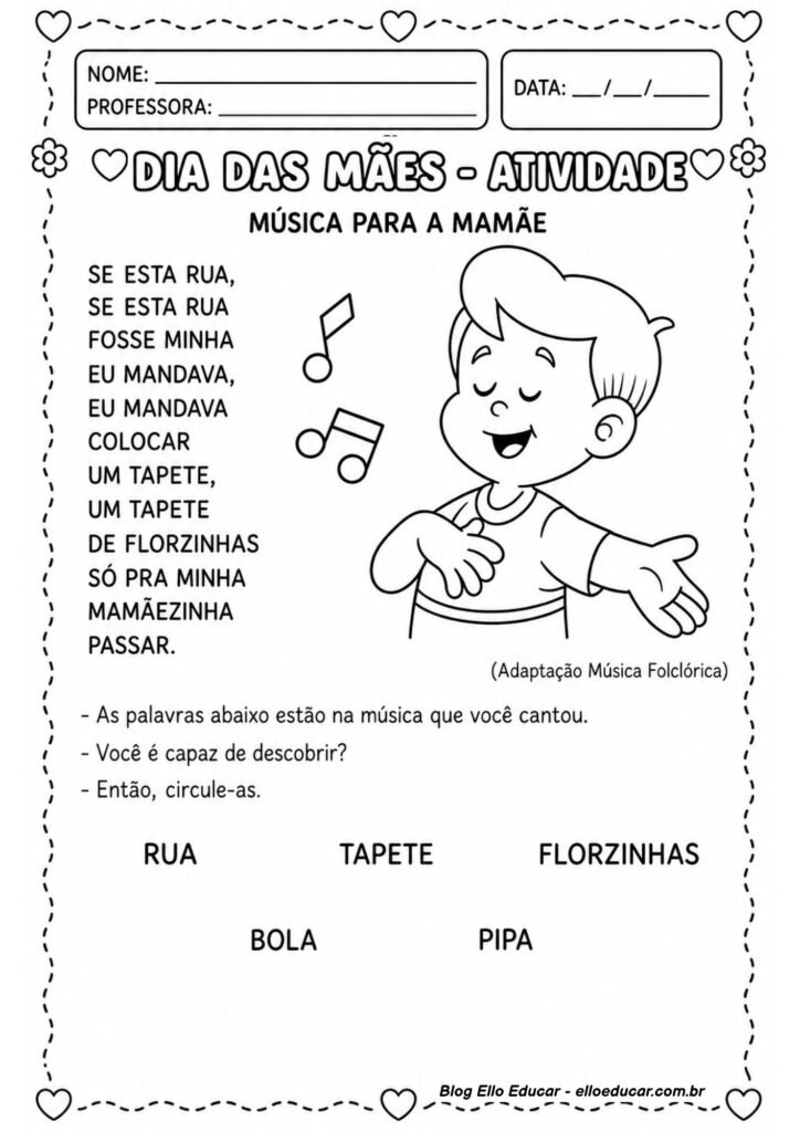 Atividades sobre Dia das Mães para 1° ano