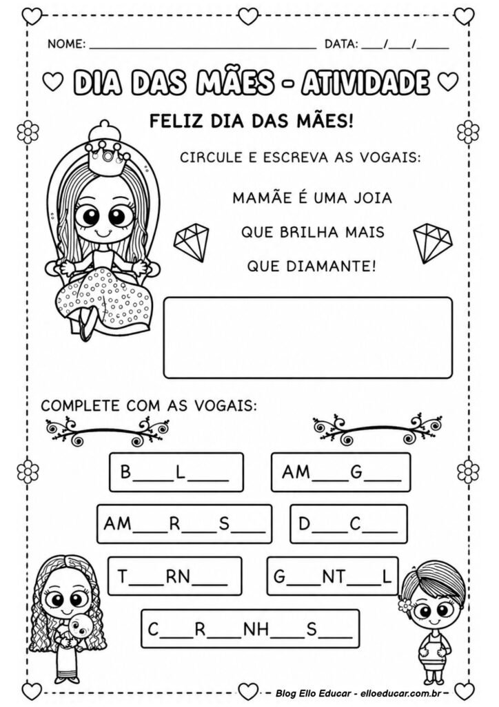 Atividades sobre Dia das Mães para 1° ano