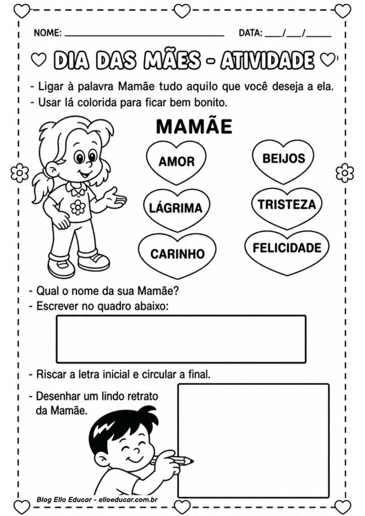 Atividades sobre Dia das Mães para 1° ano