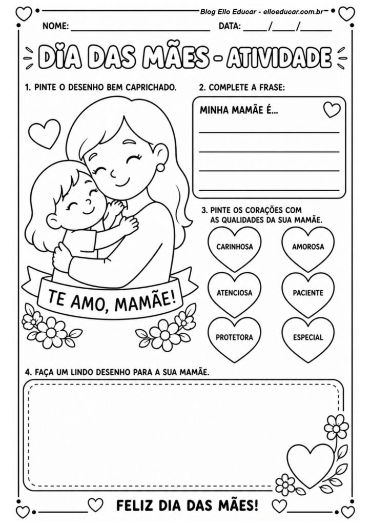 Atividades sobre Dia das Mães para 1° ano