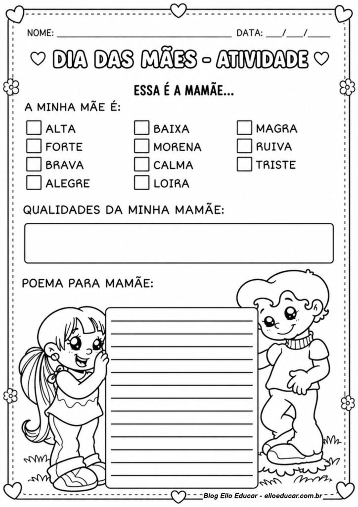 Atividades sobre Dia das Mães para 1° ano