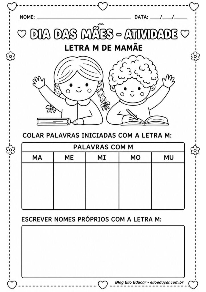 Atividades sobre Dia das Mães para 1° ano