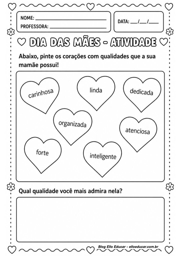 Atividades sobre Dia das Mães para 1° ano