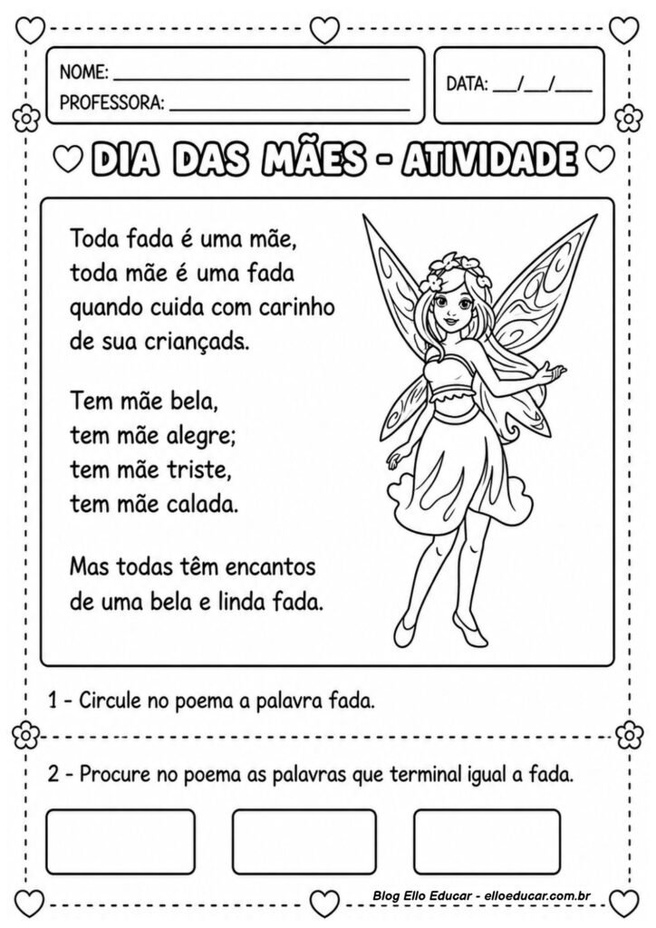 Atividades sobre Dia das Mães para 1° ano