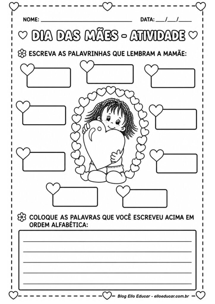 Atividades sobre Dia das Mães para 3° ano
