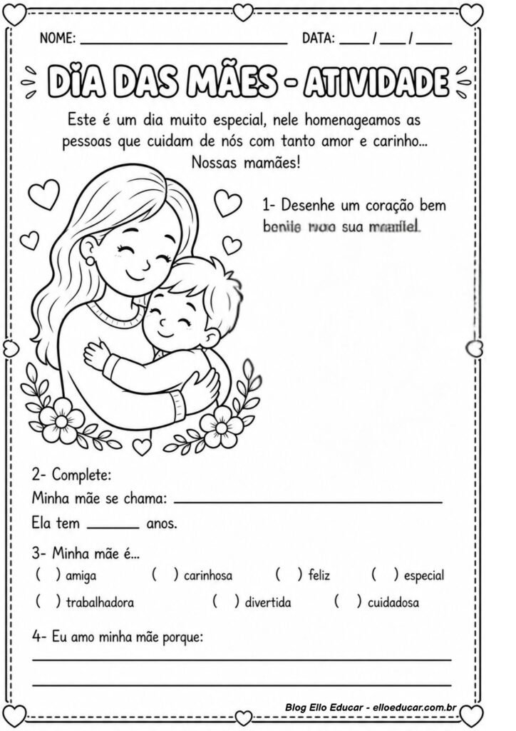 Atividades sobre Dia das Mães para 3° ano