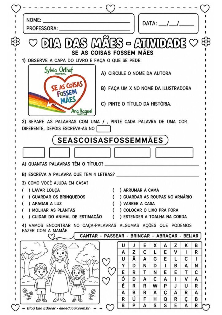 Atividades sobre Dia das Mães para 3° ano
