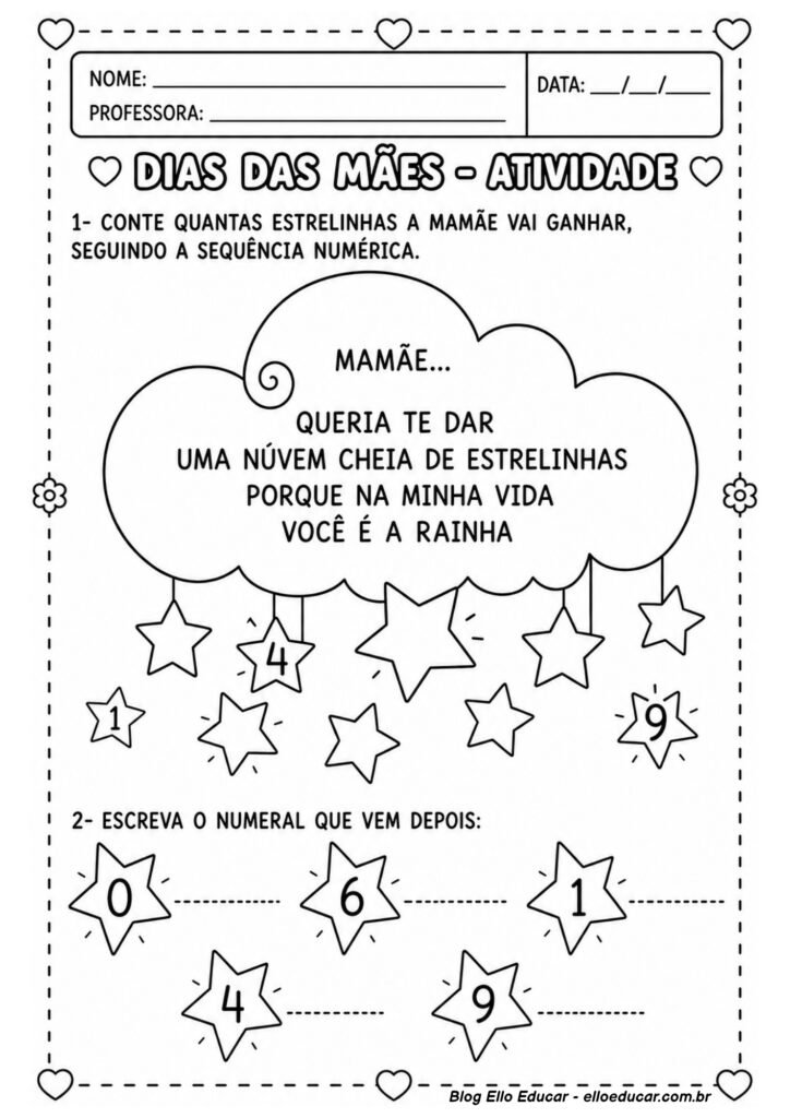 Atividades sobre Dia das Mães para Alfabetização