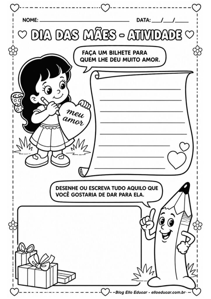 Atividades sobre Dia das Mães para Alfabetização