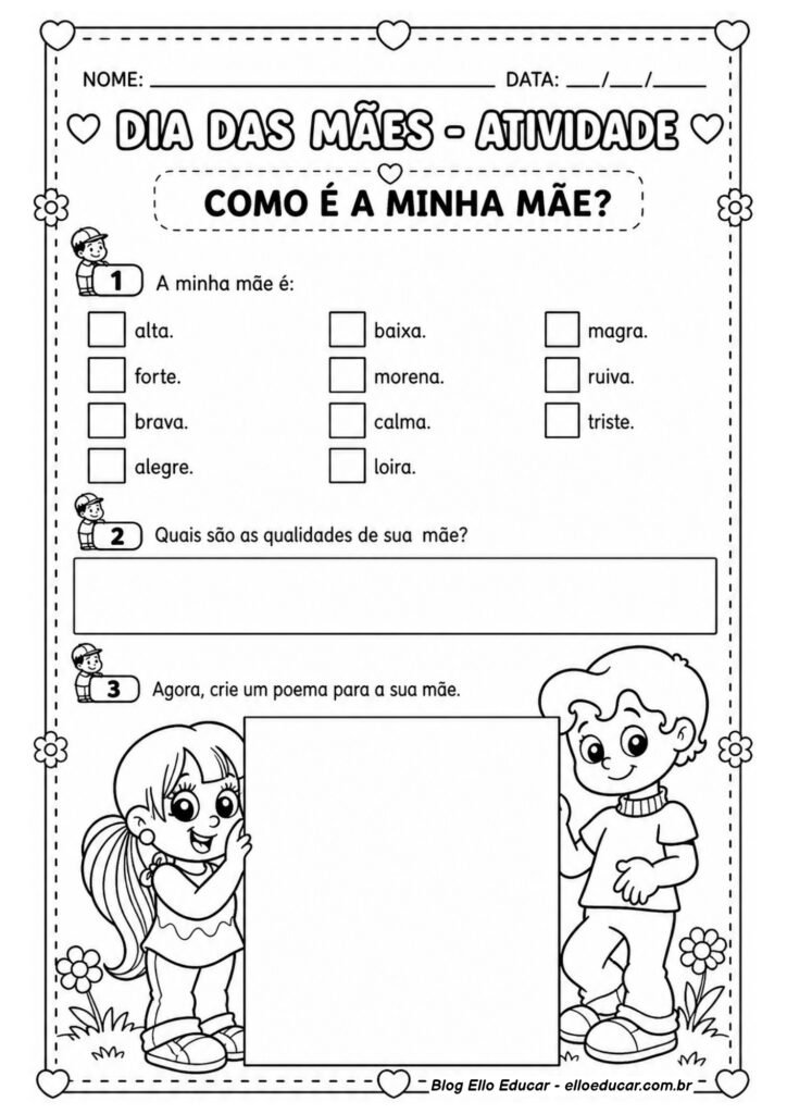 Atividades sobre Dia das Mães para Alfabetização