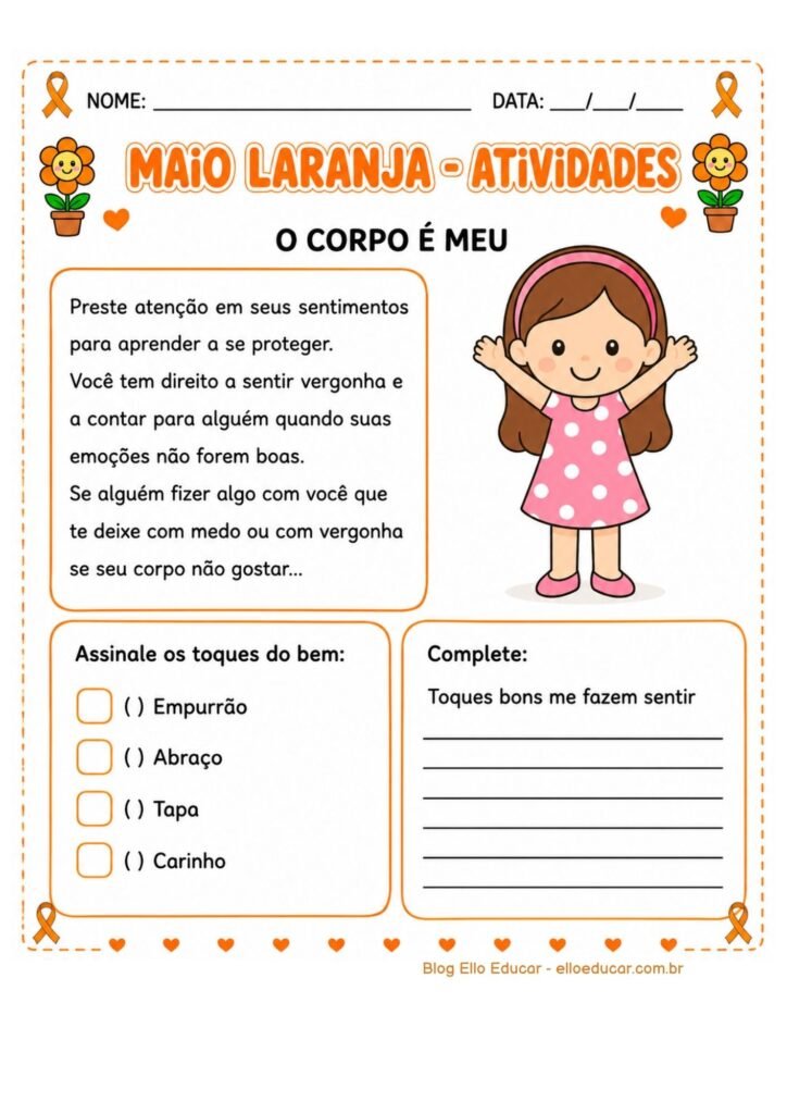 Atividades sobre Maio Laranja 1° e 2° ano