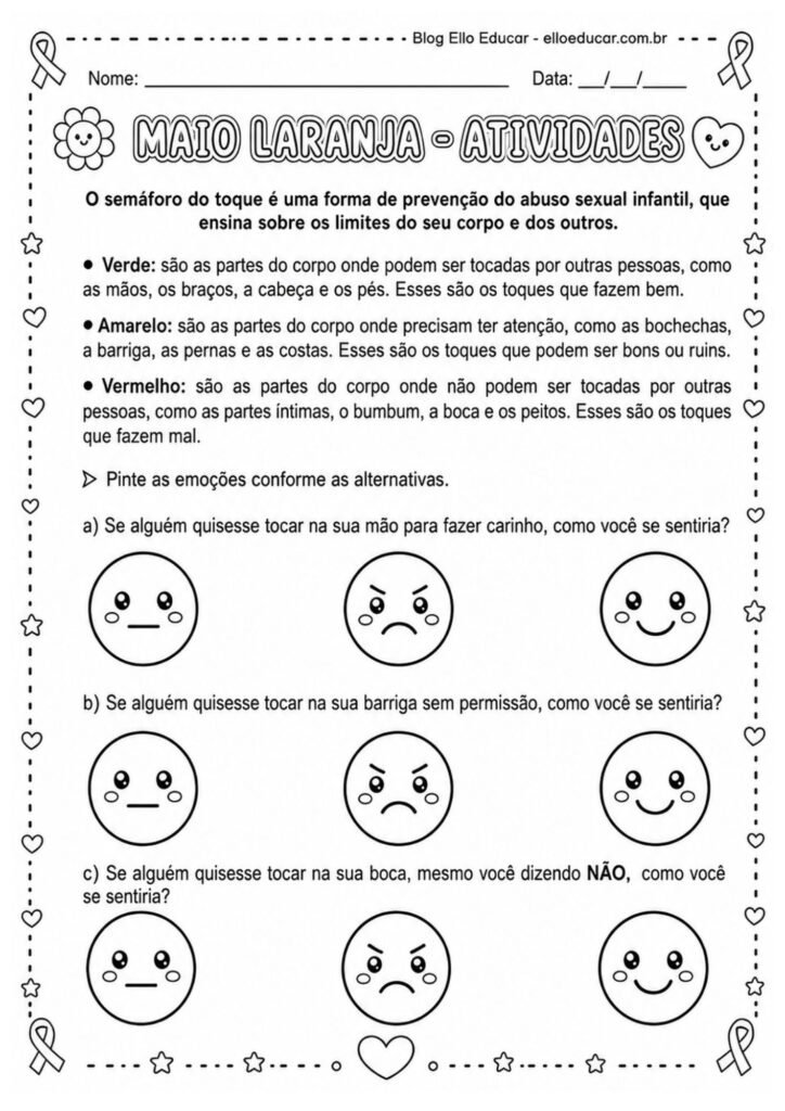 Atividades sobre Maio Laranja 1° e 2° ano