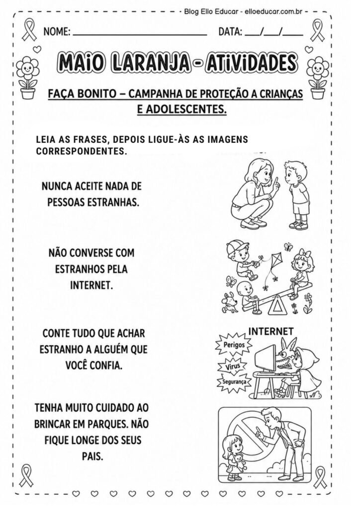 Atividades sobre Maio Laranja 1° e 2° ano