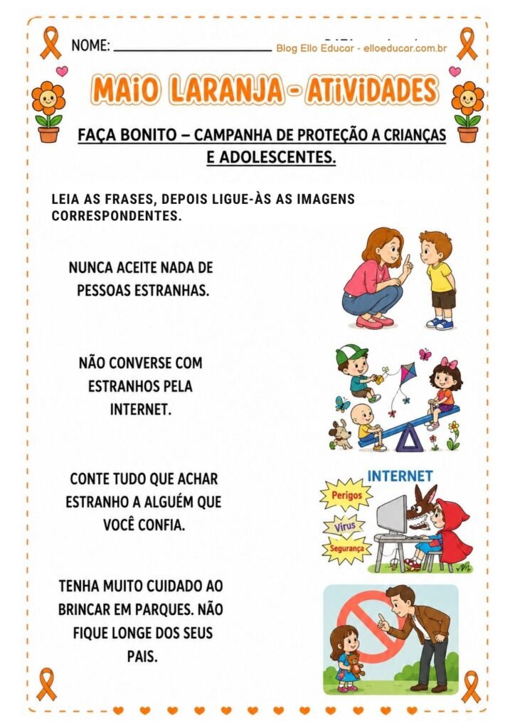 Atividades sobre Maio Laranja 1° e 2° ano