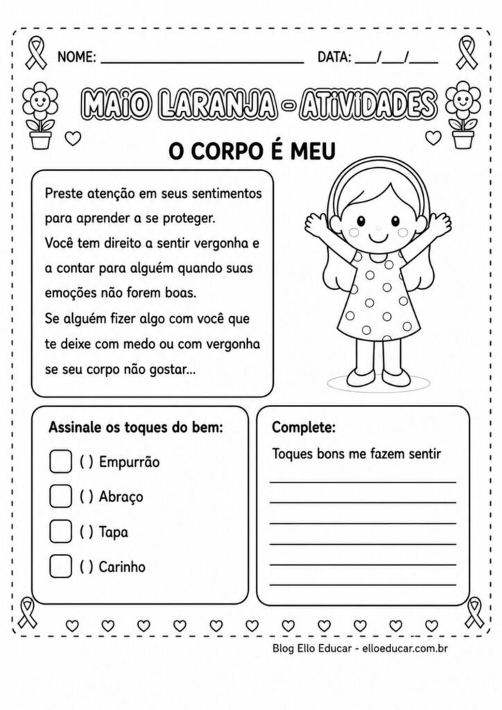 Atividades sobre Maio Laranja 1° e 2° ano