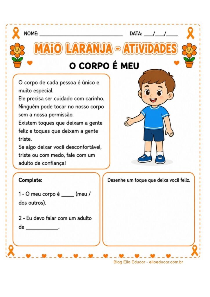 Atividades sobre Maio Laranja 1° e 2° ano