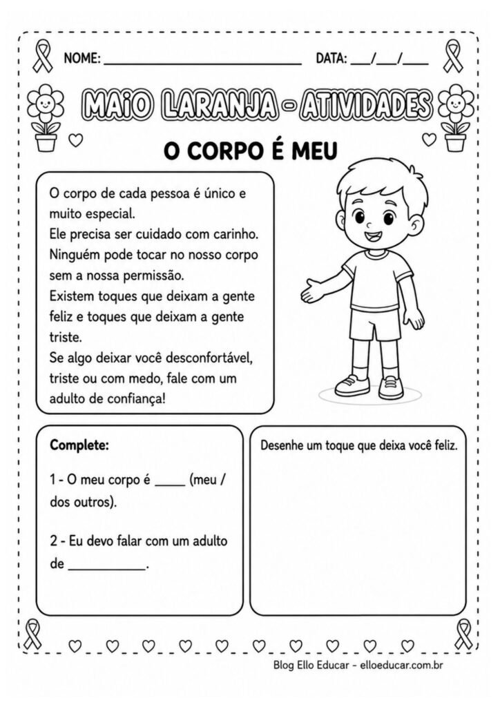 Atividades sobre Maio Laranja 1° e 2° ano
